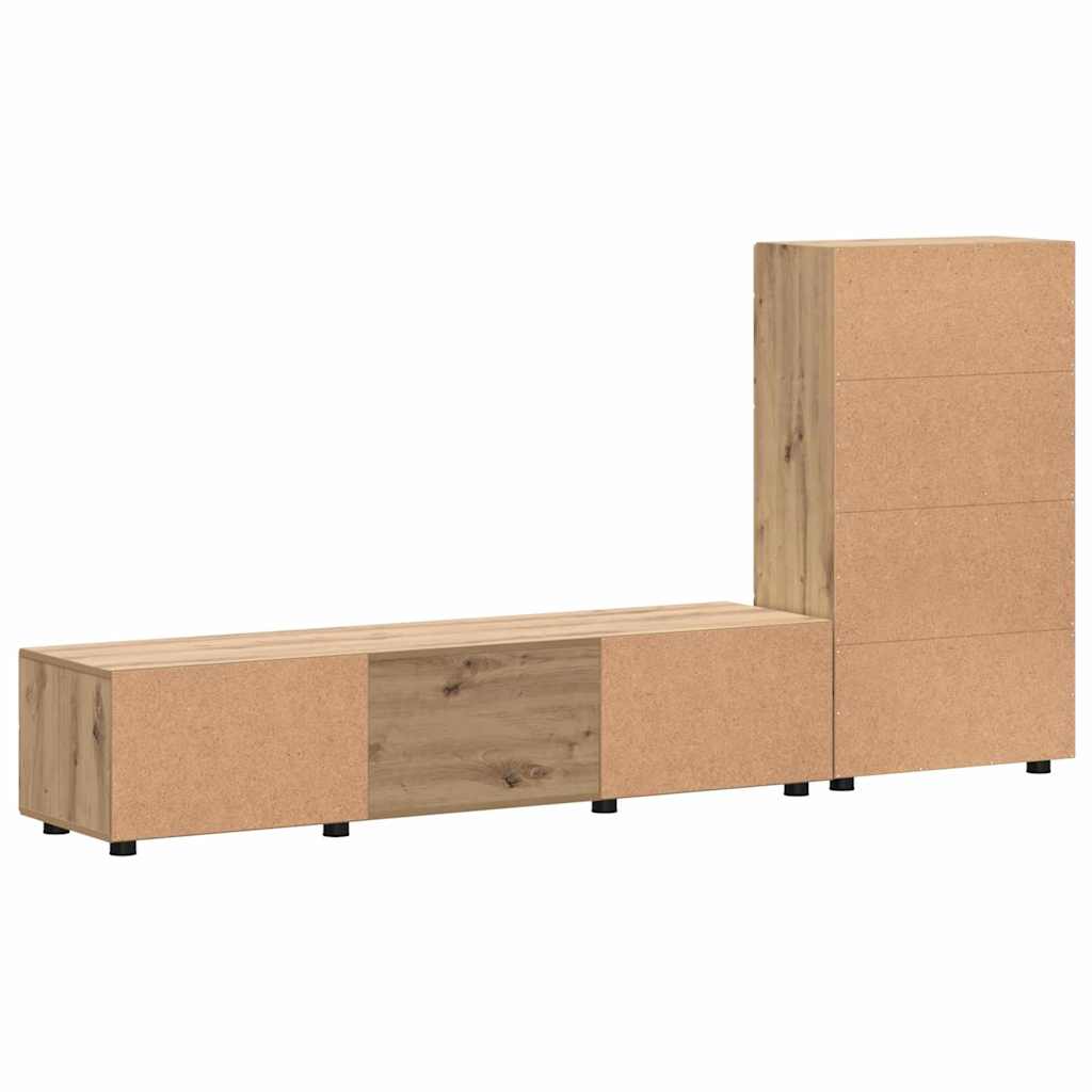 Tv-meubelset met lade met plank Artisan Eiken Bewerkt hout