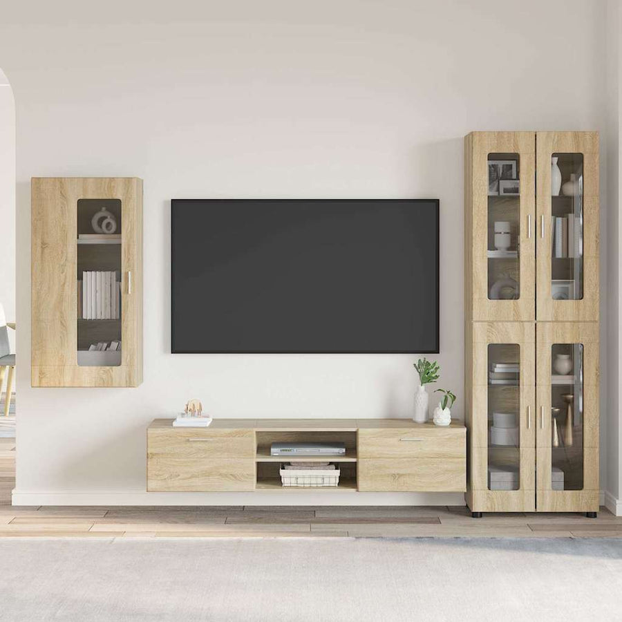 Tv-meubelset met lade met plank Sonoma Eiken Bewerkt hout