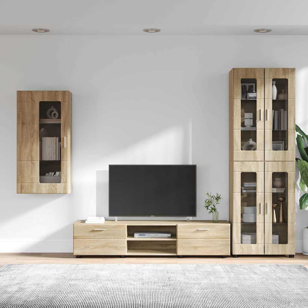 Tv-meubelset met lade met plank Sonoma Eiken Bewerkt hout