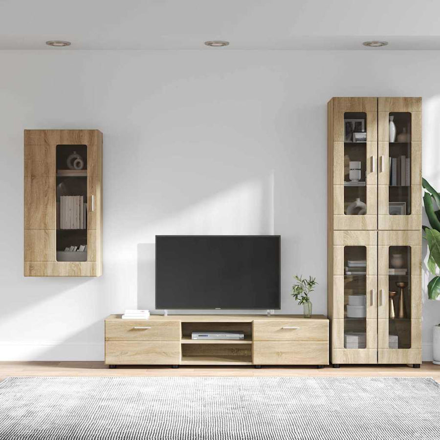 Tv-meubelset met lade met plank Sonoma Eiken Bewerkt hout