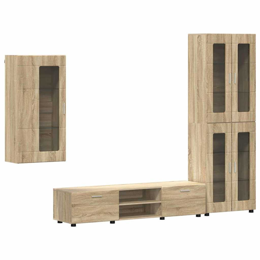 Tv-meubelset met lade met plank Sonoma Eiken Bewerkt hout