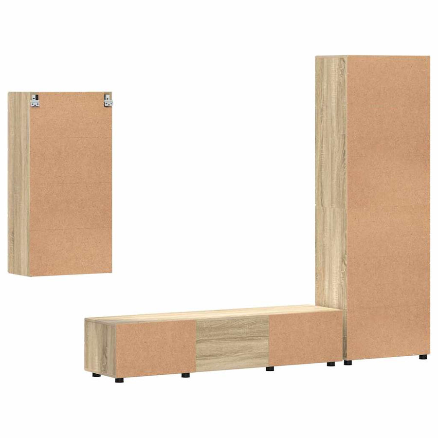 Tv-meubelset met lade met plank Sonoma Eiken Bewerkt hout
