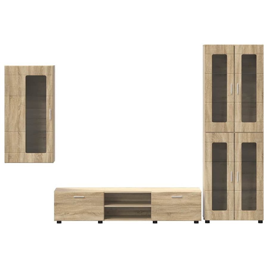 Tv-meubelset met lade met plank Sonoma Eiken Bewerkt hout