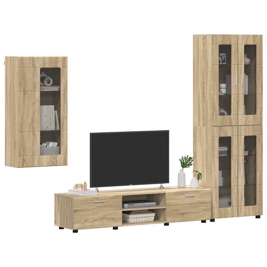 Tv-meubelset met lade met plank Sonoma Eiken Bewerkt hout