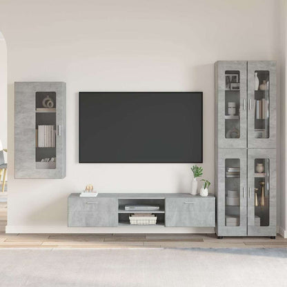 Tv-meubelset met lade met plank Beton Grijs Bewerkt hout
