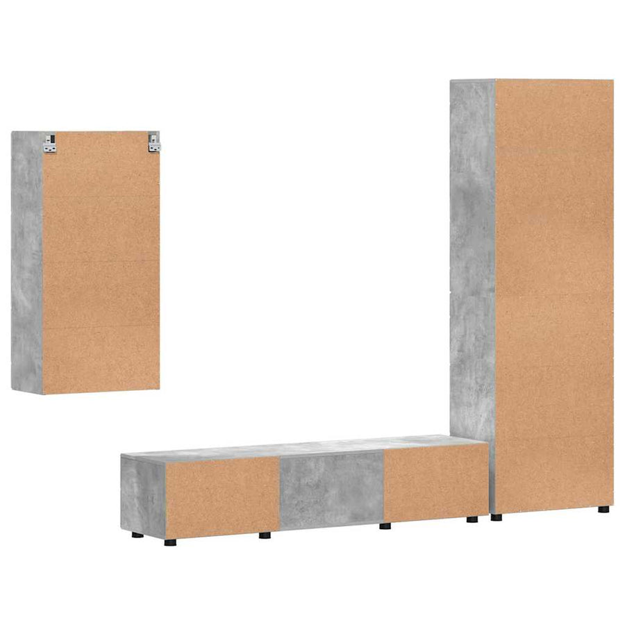 Tv-meubelset met lade met plank Beton Grijs Bewerkt hout