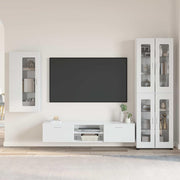 Tv-meubelset bewerkt hout hoogglans wit