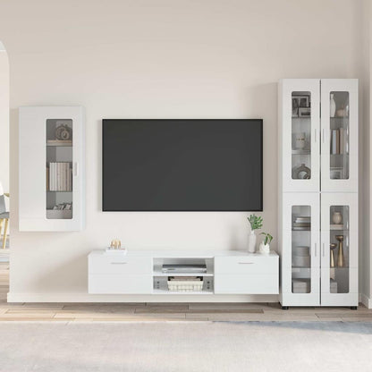 Tv-meubelset met lade met plank Hoogglans wit Bewerkt hout