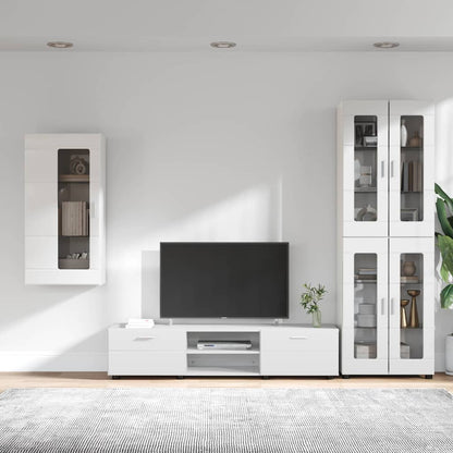 Tv-meubelset met lade met plank Hoogglans wit Bewerkt hout