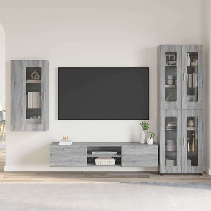 Tv-meubelset met lade met plank Grijs Sonoma Bewerkt hout