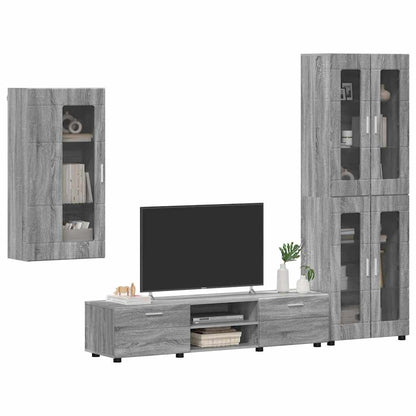 Tv-meubelset met lade met plank Grijs Sonoma Bewerkt hout