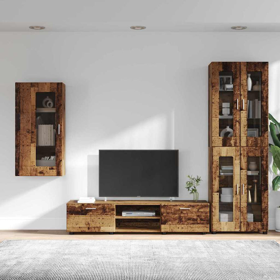 Tv-meubelset met lade met plank met opslag Oudhout Bewerkt hout