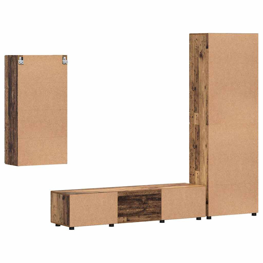 Tv-meubelset met lade met plank met opslag Oudhout Bewerkt hout