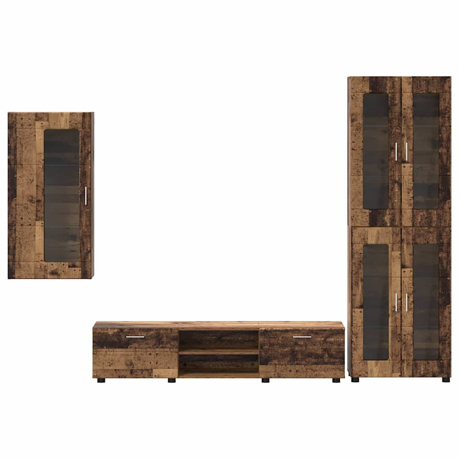 Tv-meubelset met lade met plank met opslag Oudhout Bewerkt hout