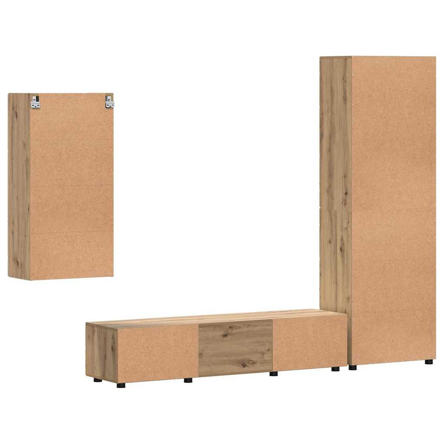 Tv-meubelset met lade met plank Artisan Eiken Bewerkt hout