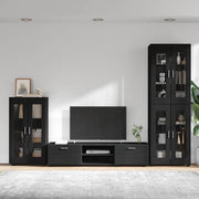 Tv-meubelset zwart bewerkt hout