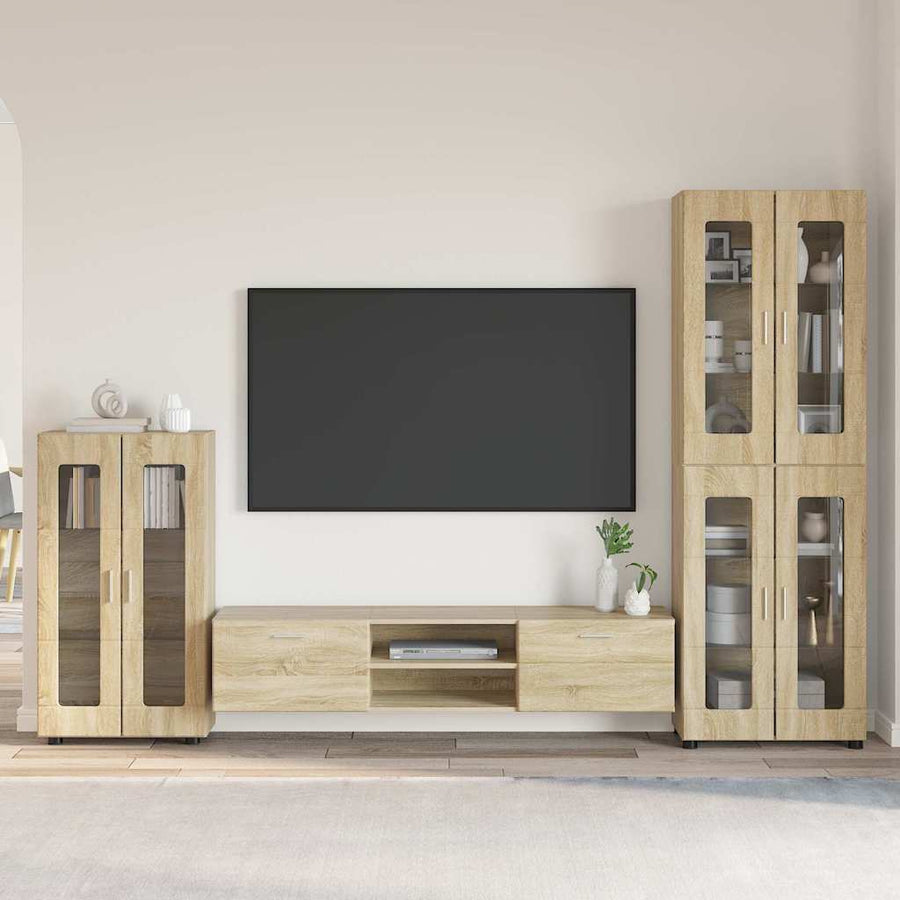 Tv-meubelset met lade met plank Sonoma Eiken Bewerkt hout