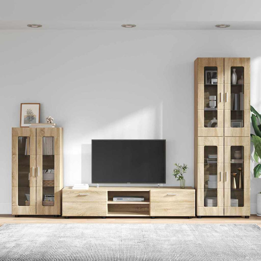 Tv-meubelset met lade met plank Sonoma Eiken Bewerkt hout