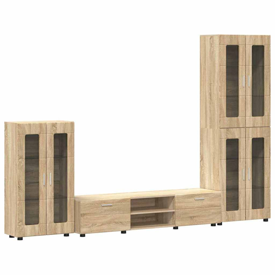 Tv-meubelset met lade met plank Sonoma Eiken Bewerkt hout