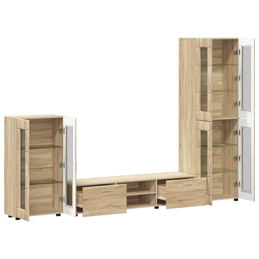 Tv-meubelset met lade met plank Sonoma Eiken Bewerkt hout
