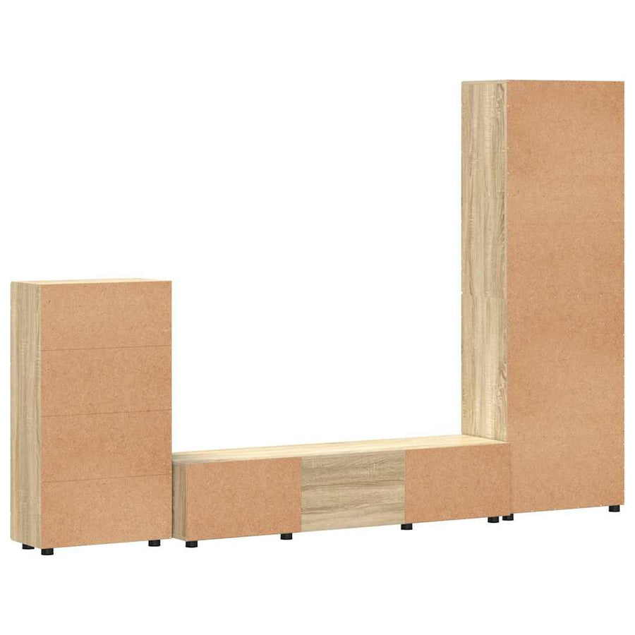 Tv-meubelset met lade met plank Sonoma Eiken Bewerkt hout