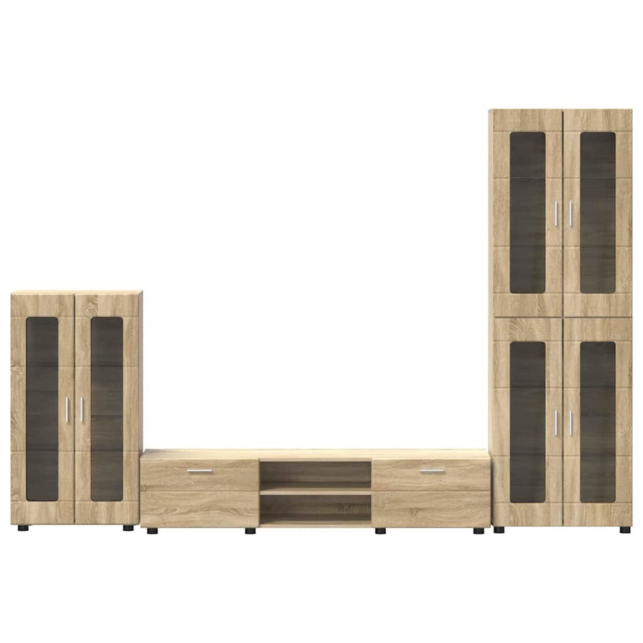 Tv-meubelset met lade met plank Sonoma Eiken Bewerkt hout