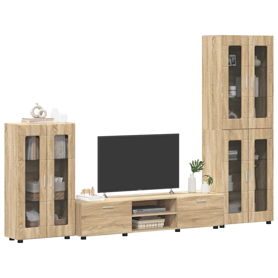 Tv-meubelset met lade met plank Sonoma Eiken Bewerkt hout