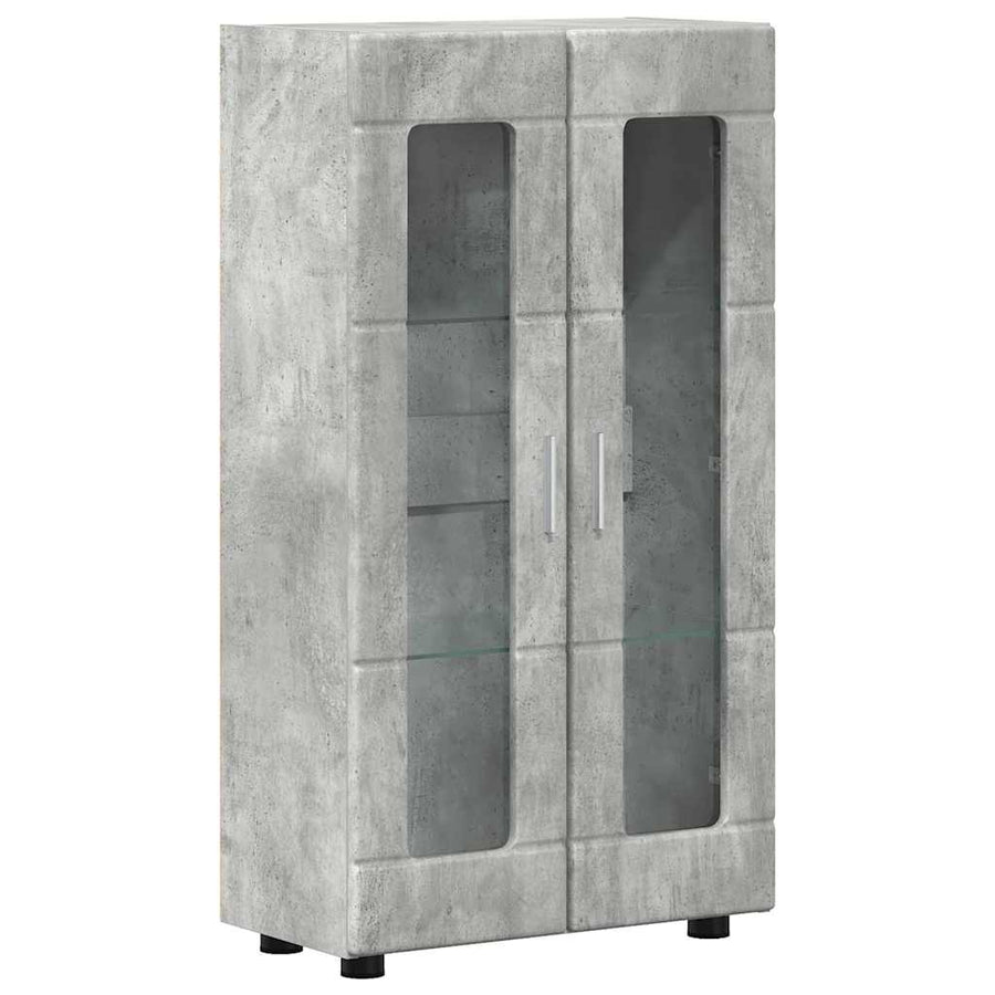 Tv-meubelset met lade met plank Beton Grijs Bewerkt hout