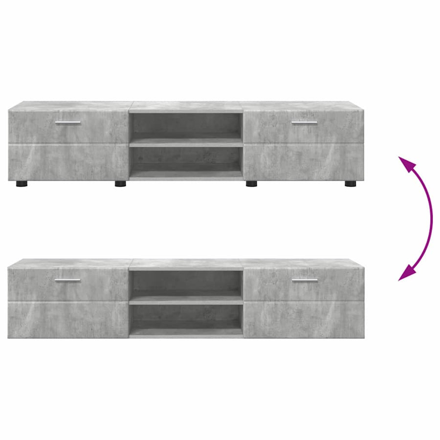Tv-meubelset met lade met plank Beton Grijs Bewerkt hout
