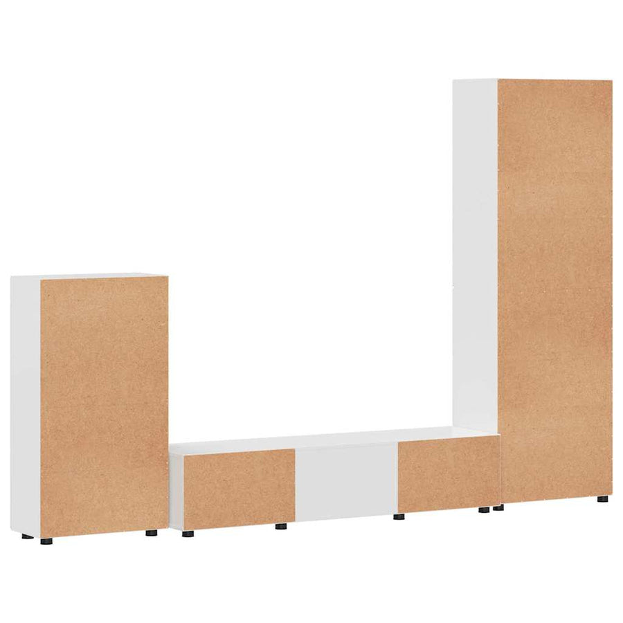 Tv-meubelset met lade met plank Hoogglans wit Bewerkt hout