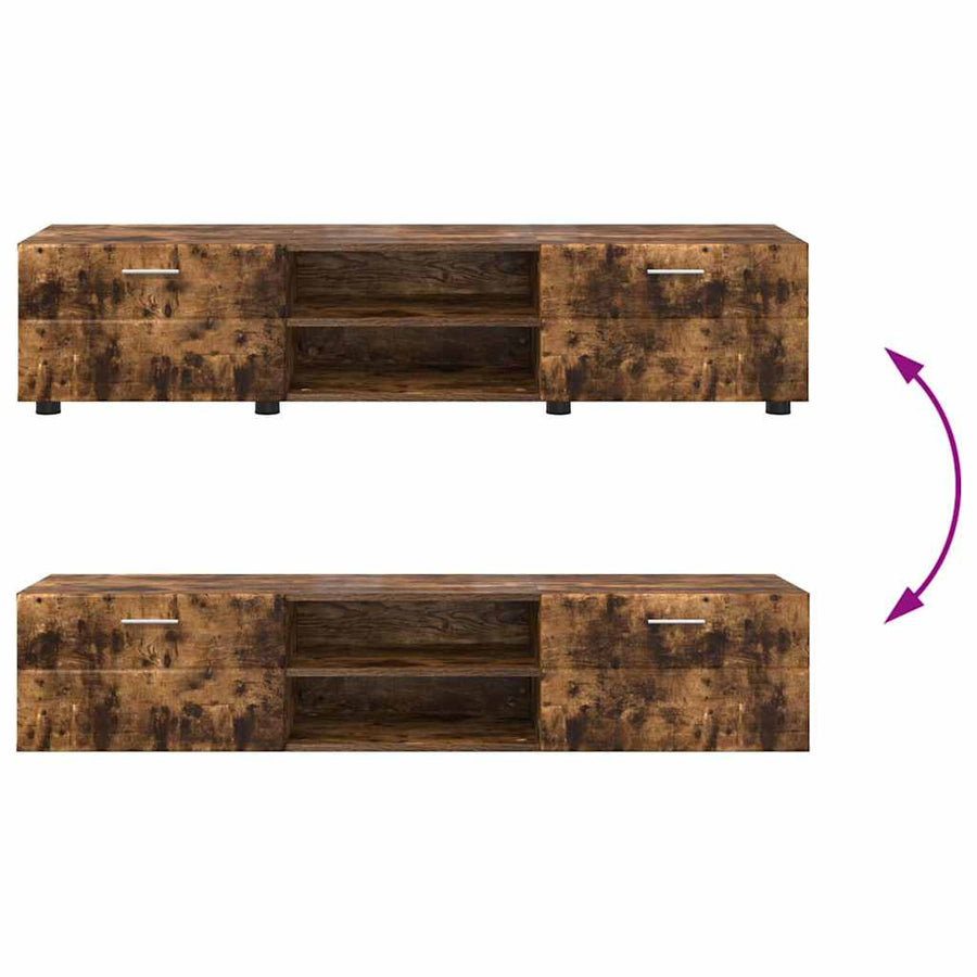 Tv-meubelset met lade met plank Gerookt eiken Bewerkt hout