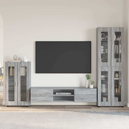 Tv-meubelset met lade met plank Grijs Sonoma Bewerkt hout