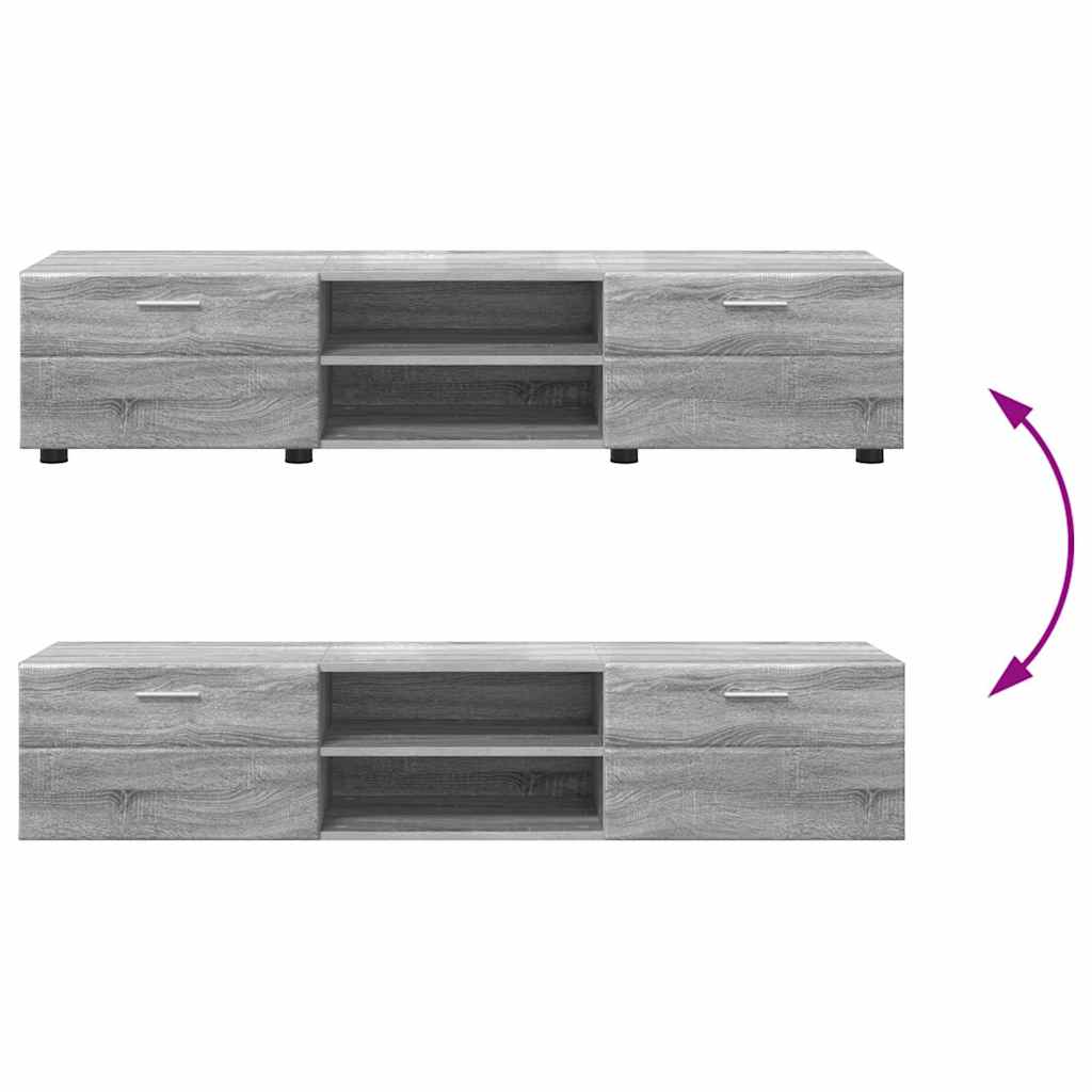 Tv-meubelset met lade met plank Grijs Sonoma Bewerkt hout