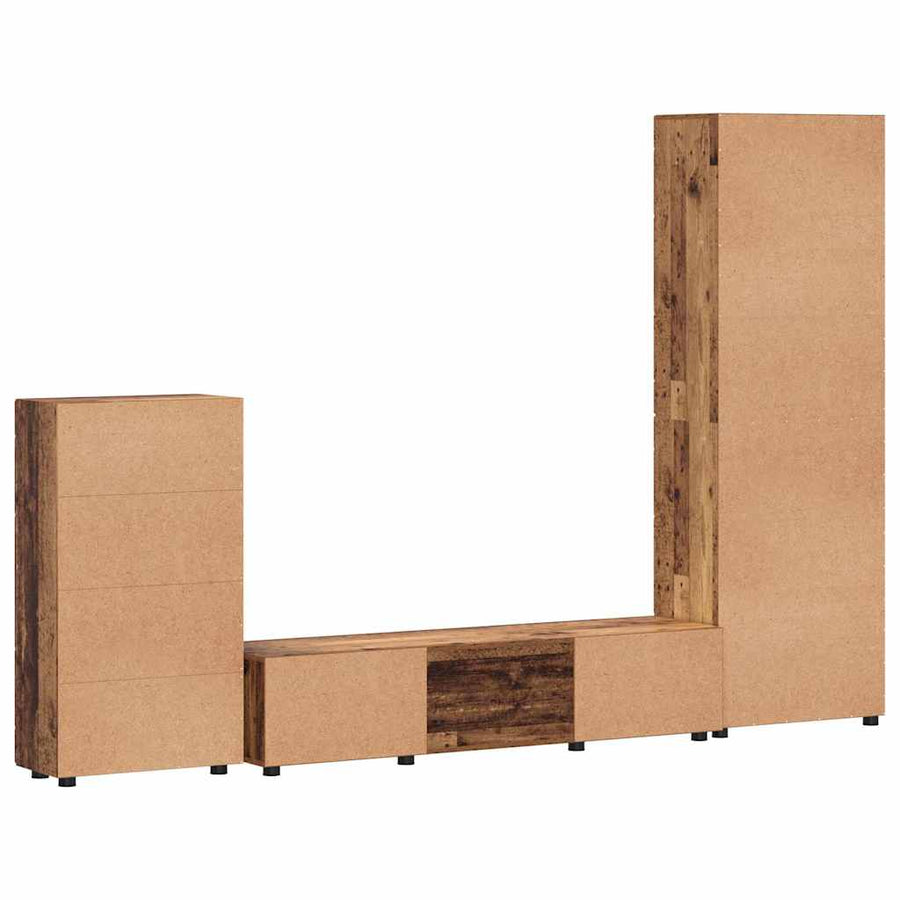 Tv-meubelset met lade met plank met opslag Oudhout Bewerkt hout