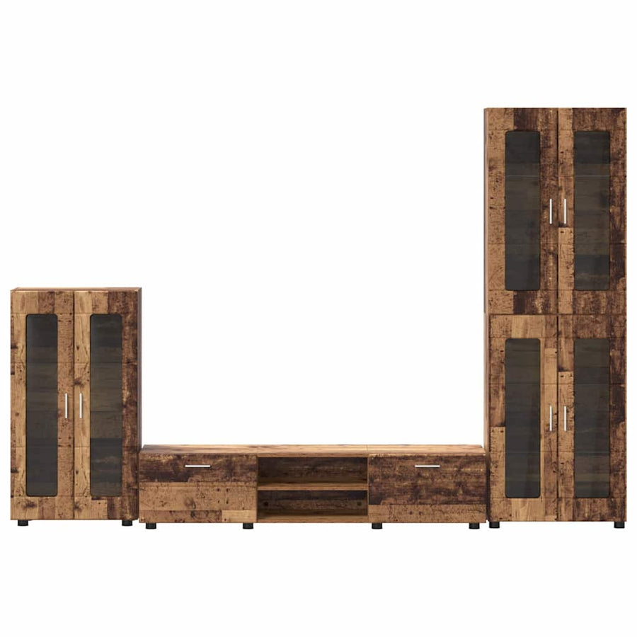 Tv-meubelset met lade met plank met opslag Oudhout Bewerkt hout