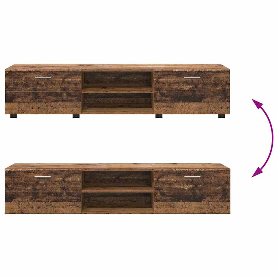 Tv-meubelset met lade met plank met opslag Oudhout Bewerkt hout