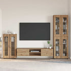 Tv-meubelset 3-delig artisan eiken bewerkt hout