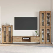 Tv-meubelset 3-delig artisan eiken bewerkt hout
