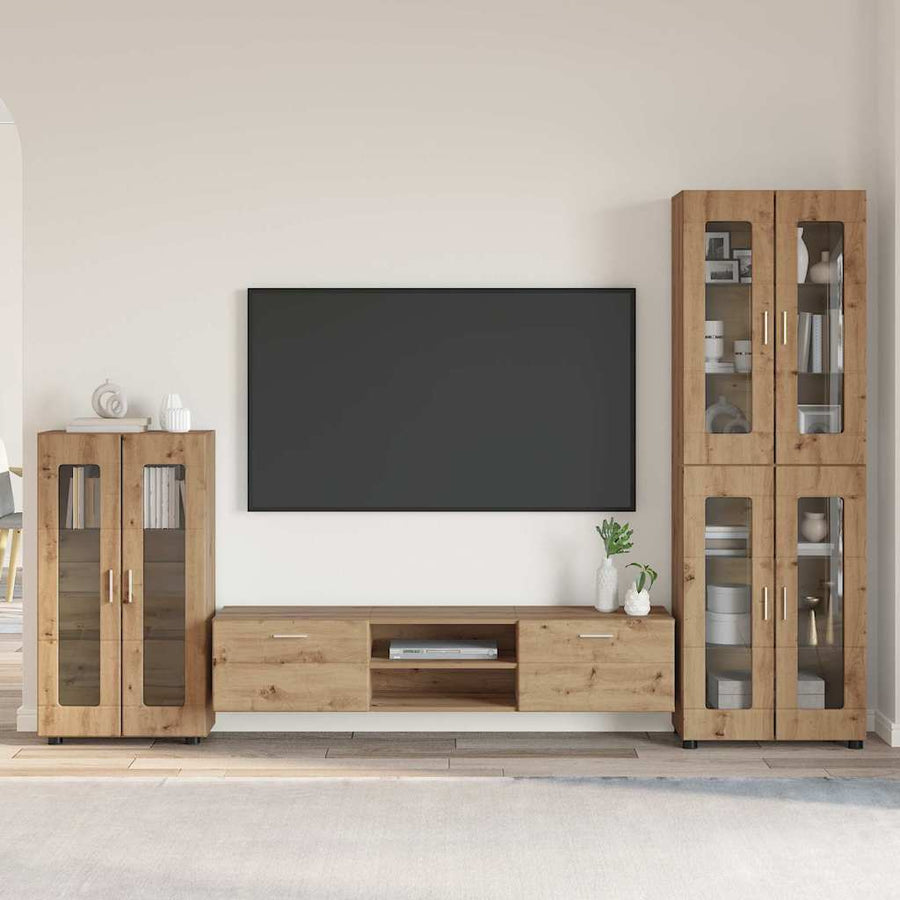 Tv-meubelset met lade met plank Artisan Eiken Bewerkt hout