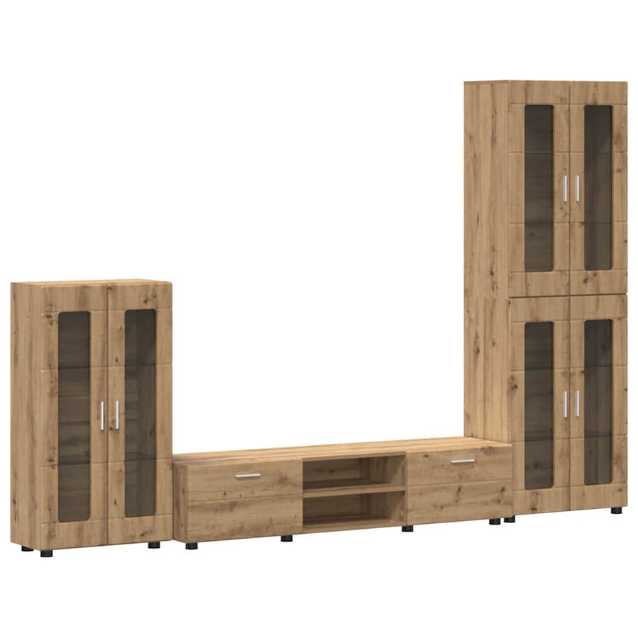 Tv-meubelset met lade met plank Artisan Eiken Bewerkt hout