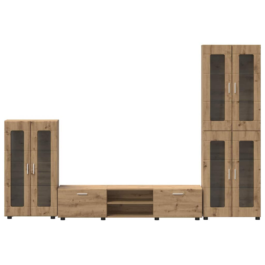 Tv-meubelset met lade met plank Artisan Eiken Bewerkt hout