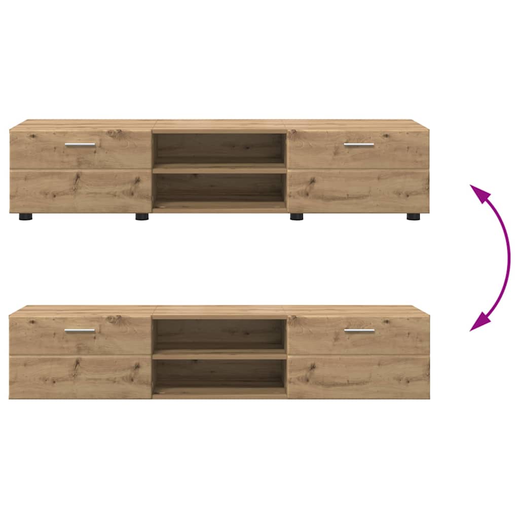 Tv-meubelset met lade met plank Artisan Eiken Bewerkt hout