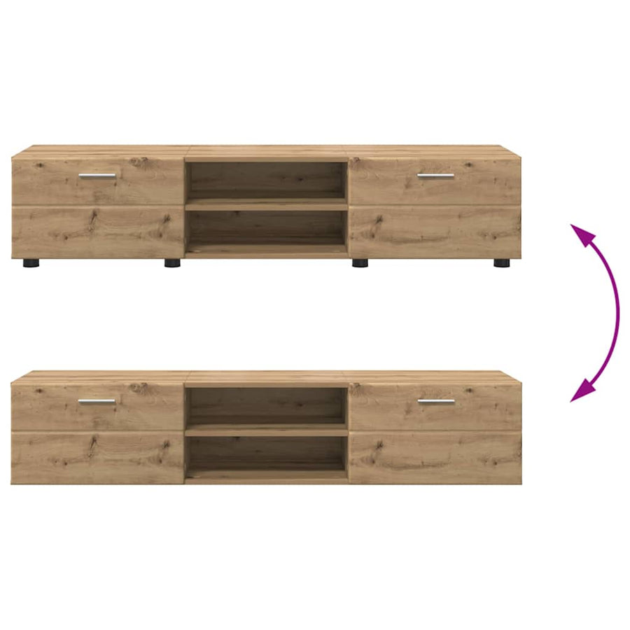 Tv-meubelset met lade met plank Artisan Eiken Bewerkt hout