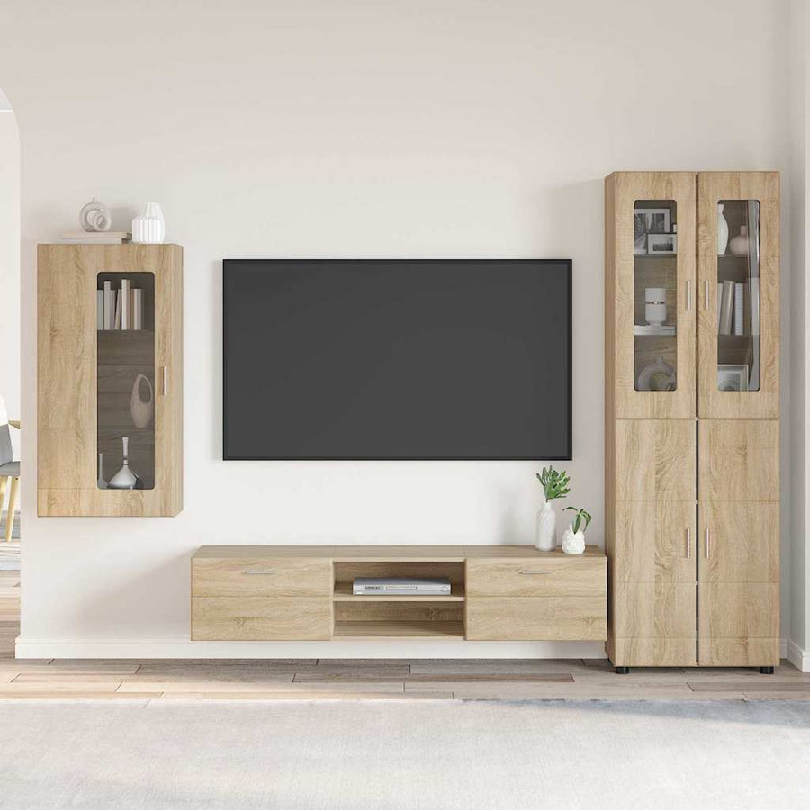 Tv-meubelset met lade met plank Sonoma Eiken Bewerkt hout