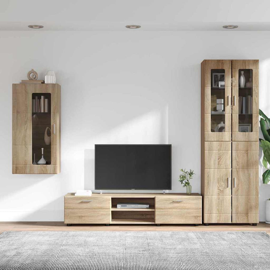 Tv-meubelset met lade met plank Sonoma Eiken Bewerkt hout
