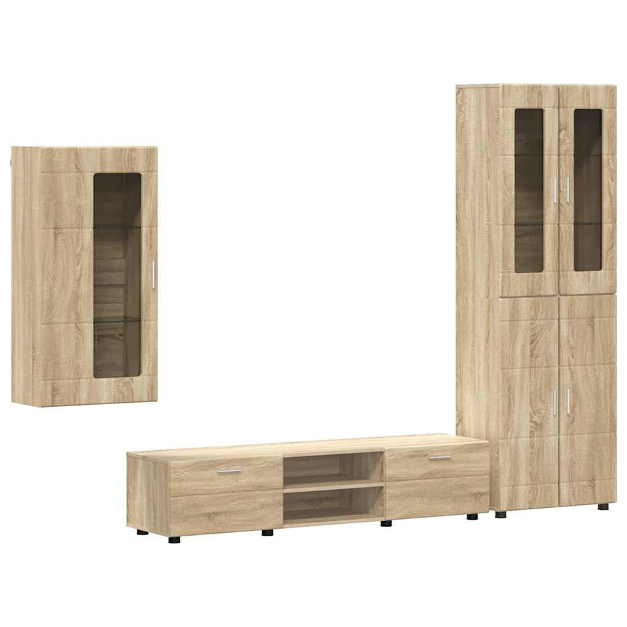 Tv-meubelset met lade met plank Sonoma Eiken Bewerkt hout