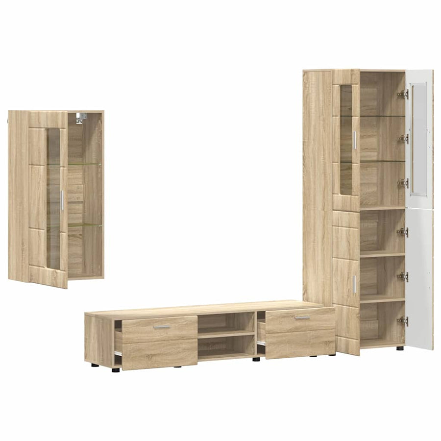 Tv-meubelset met lade met plank Sonoma Eiken Bewerkt hout