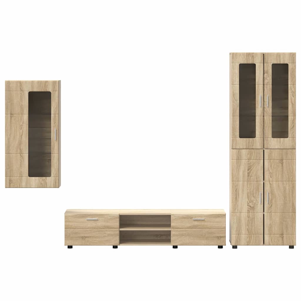 Tv-meubelset met lade met plank Sonoma Eiken Bewerkt hout