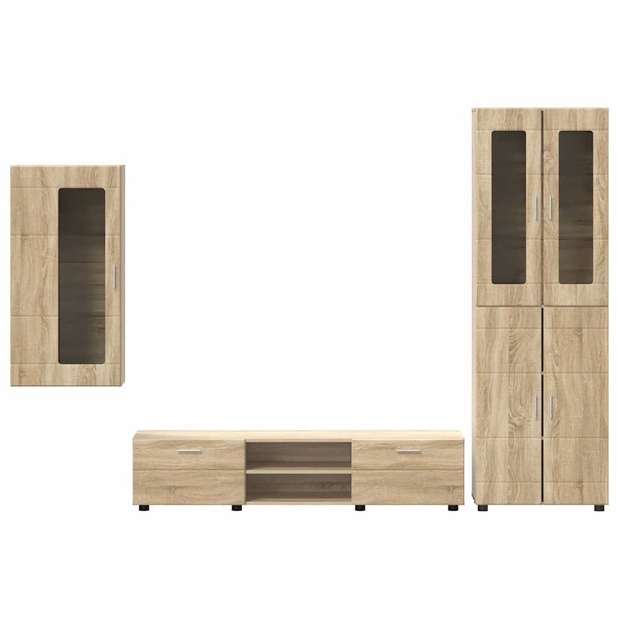 Tv-meubelset met lade met plank Sonoma Eiken Bewerkt hout