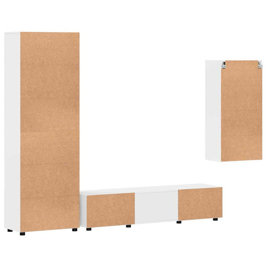 Tv-meubelset met lade met plank Hoogglans wit Bewerkt hout